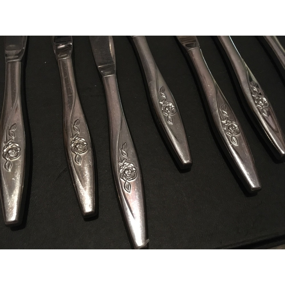 Oneida craft 12 Deluxe Stainless Lasting Rose Dinner Butter lot‎ Knives